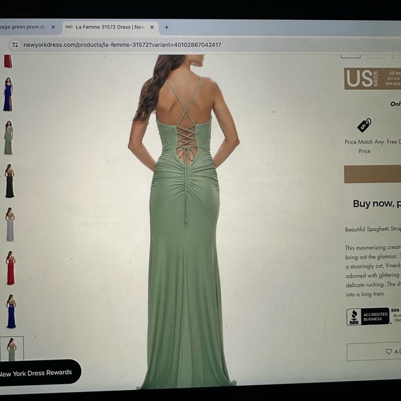 LA FEMME Prom Dress #31572 in Sage - Picture 2 of 5